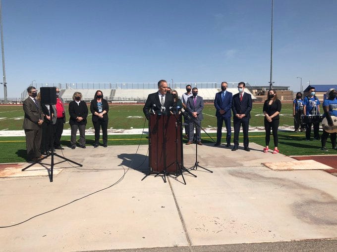 Clark County School District Superintendent Dr. Jesus Jara addresses the media on April 6th, 2021