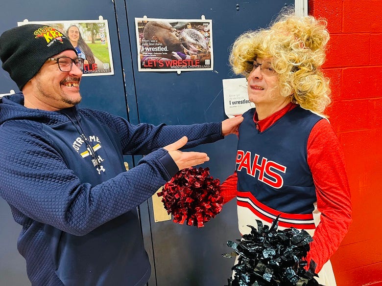 Fishboy & Rock as a cheerleader