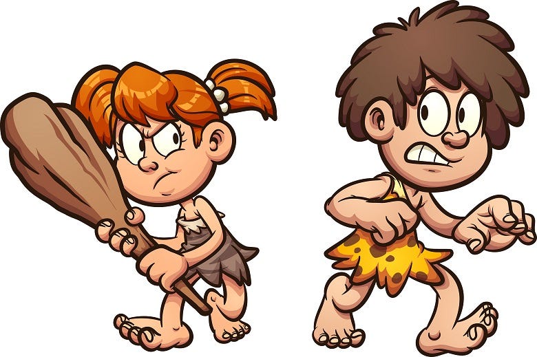 cartoon cave woman with club
