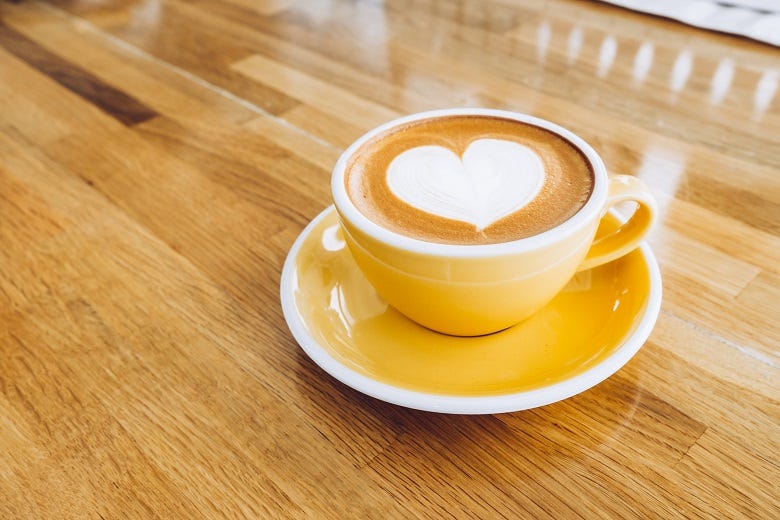 heart in foam in cup of Latte