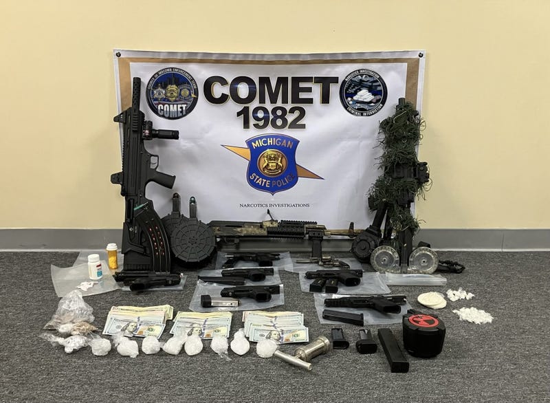 guns and drugs seizes by MSP are displayed