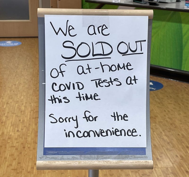 Sold out at-home COVID-19 tests