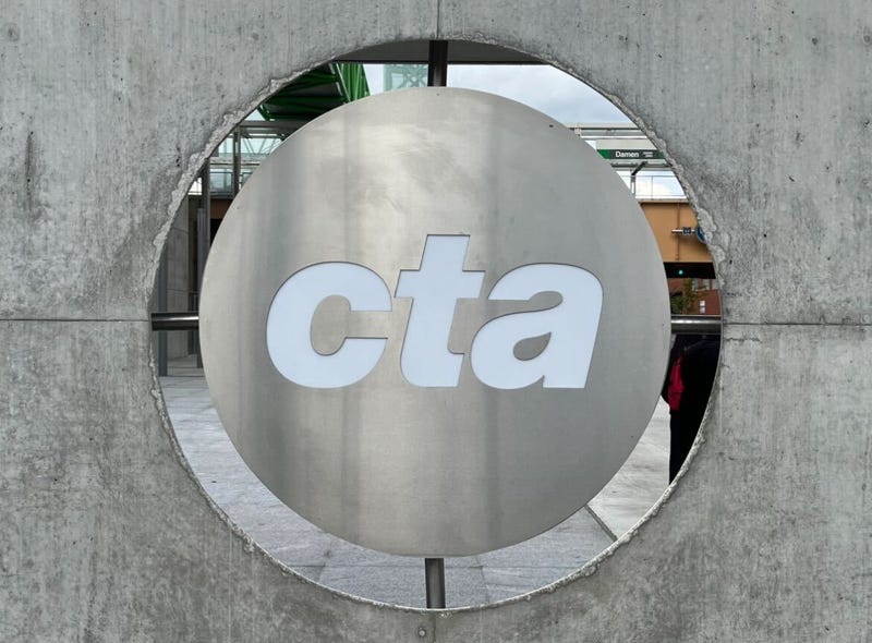 A Chicago Transit Authority sign outside of the Damen Green Line Station.