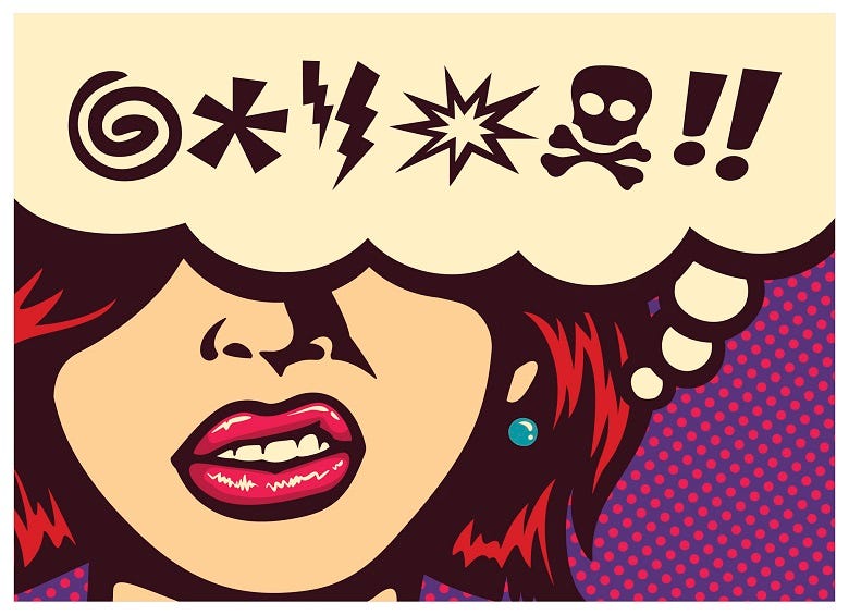 Graphic of woman cursing