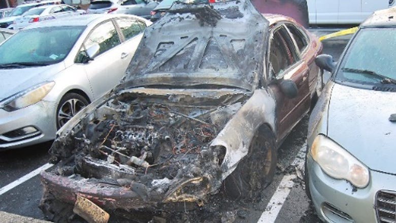 VIDEO: Suspect sought after vehicle erupts in flames in LI arson