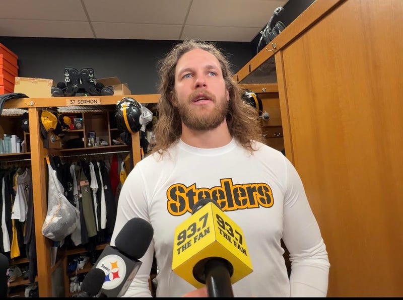 Cal Adomitis at his Steelers locker