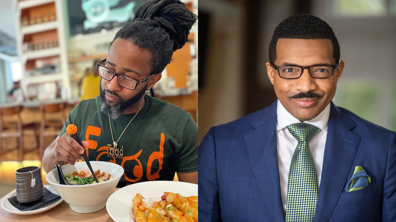 (L To R) "The Real Food Stalker Founder" Justin , "The Rashad Richey Morning Show" Host Dr. Rashad Richey