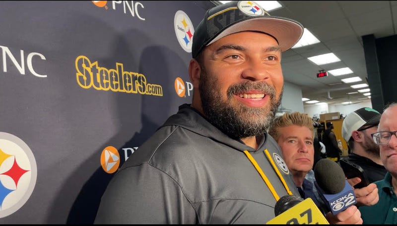 Cam Heyward in locker room scrum