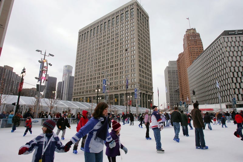 Ice skating at Campus Martius Park