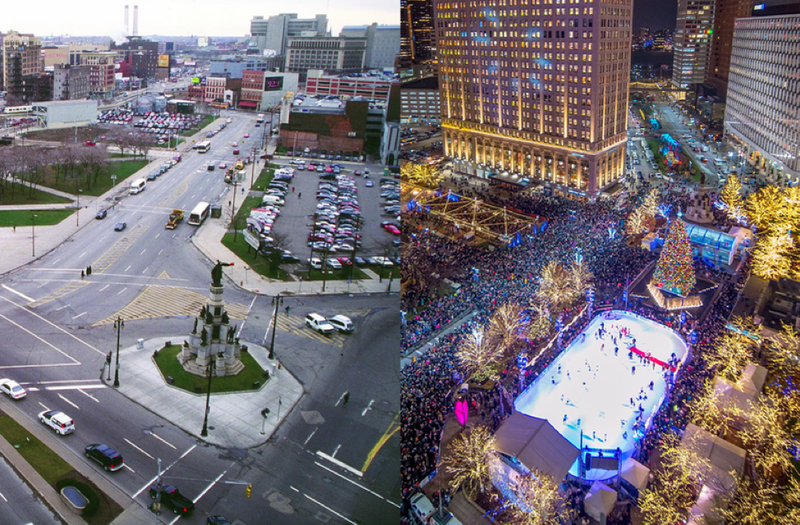 Campus Martius before and after