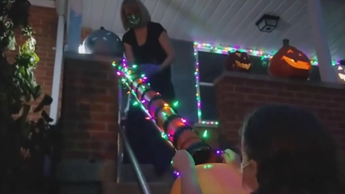 Dad creates candy chute to prepare for a socially distanced Halloween