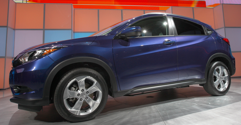 A purple Honda HR-V, the same model of car that was stolen with an infant inside in the Bronx on Thursday.