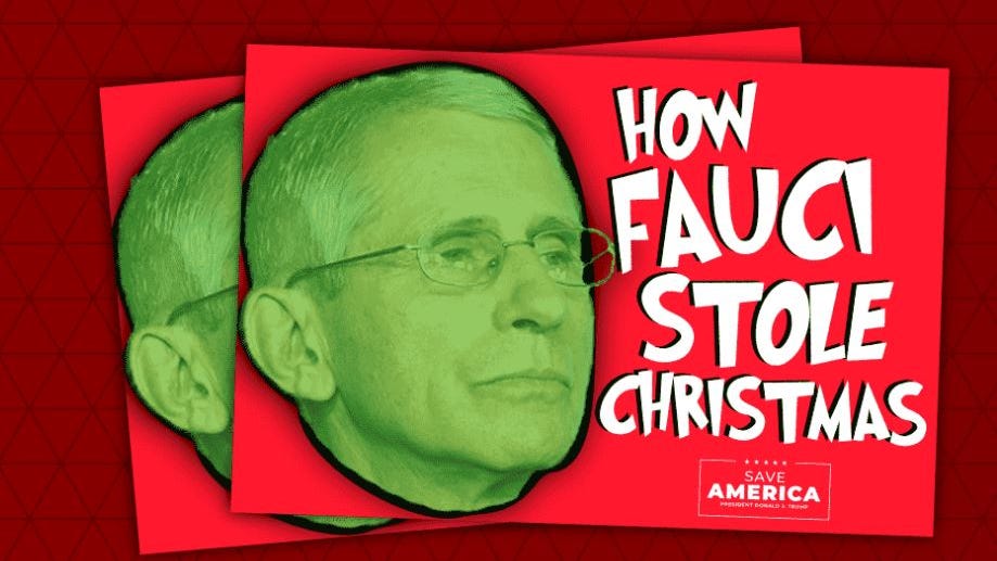 Donate $25 to Trump and get this Grinch-inspired 'How Fauci Stole Christmas' sticker