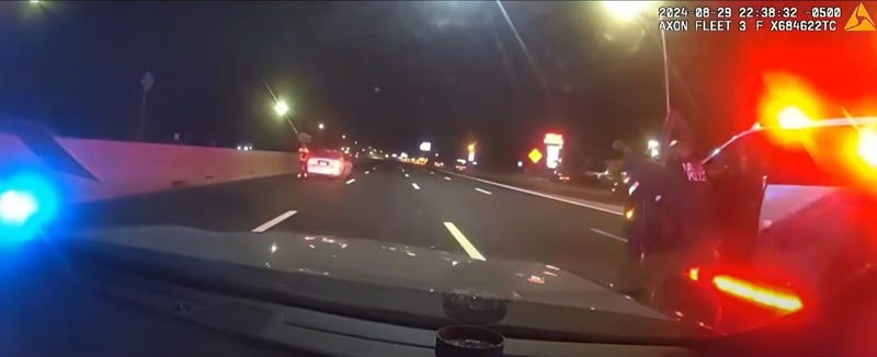 A screenshot of Dallas police dashcam footage on Thursday, Aug. 29, 2024.