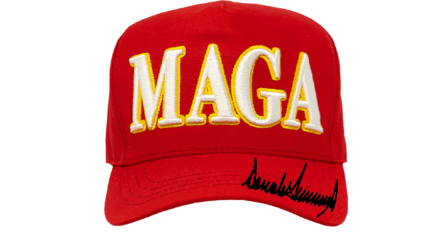 PHOTO: Trump reveals new MAGA hat that he designed