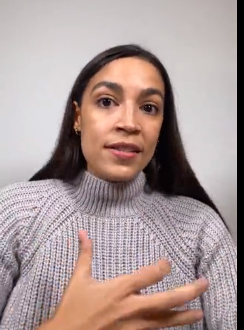 Rep. Alexandria Ocasio-Cortez during an Instagram Live video on Feb. 1, 2021.