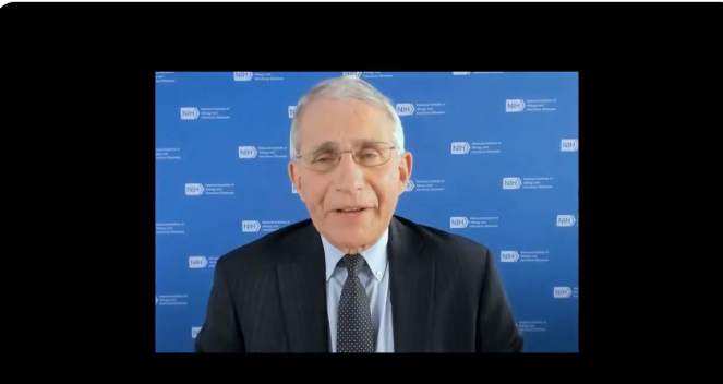 Dr. Anthony Fauci in a video for Congregation Beth El in Bethesda, Maryland.