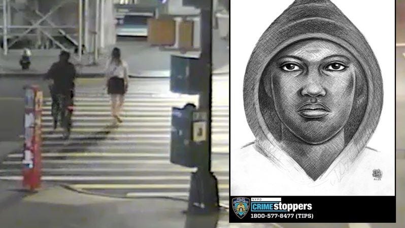 Depredador sexual vinculado al tercer ataque en el puente de Manhattan, la policía publica boceto del sospechoso