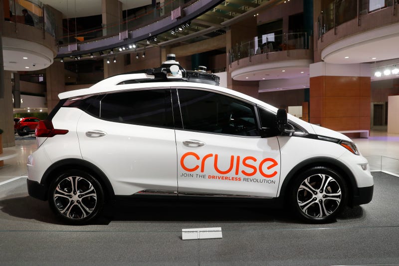 FILE - In this Jan. 16, 2019, file photo, Cruise AV, General Motor's autonomous electric Bolt EV is displayed in Detroit. California regulators on Thursday, June 2, 2022 gave a robotic taxi service the green light to begin charging passengers for driverless rides in San Francisco, a first in a state where dozens of companies have been trying to train vehicles to steer themselves on increasingly congested roads.