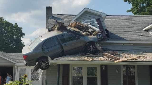 Car crashes into second floor of home in central Pennsylvania