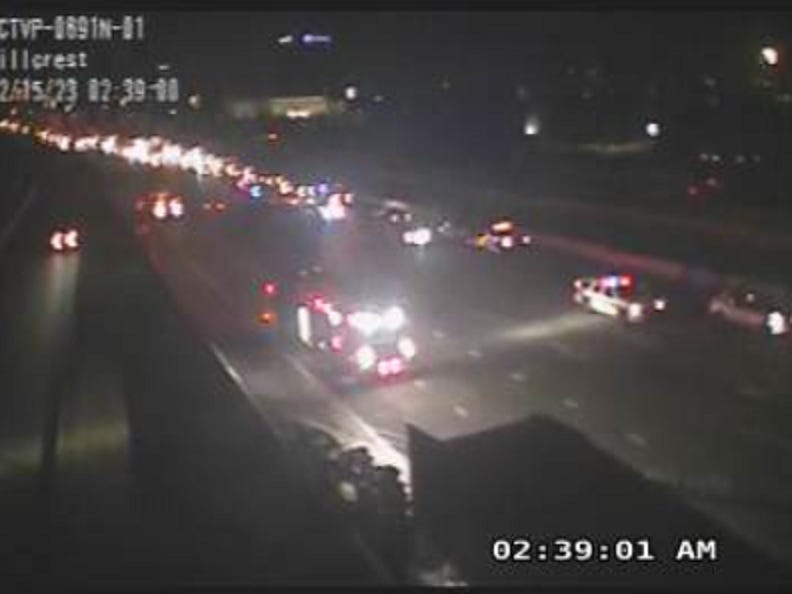 big rig fire traffic backup