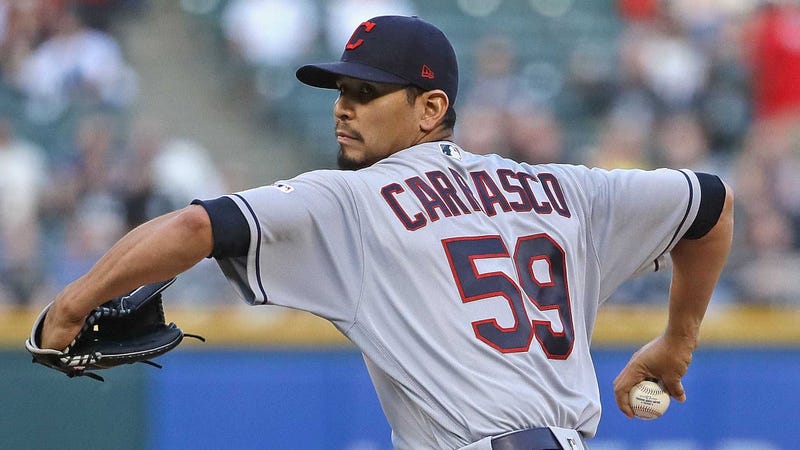 Carlos Carrasco of the Cleveland Indians delivers the ball against the Chicago White Sox. 