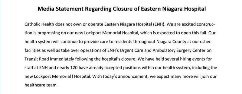 Statement from Catholic Health