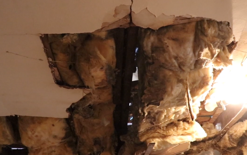 Your eyes are not deceiving you. That's daylight shining through the ceiling in one of the bedrooms.