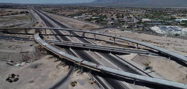 Overhead view of the U.S. 95/215 Northern Beltway interchange in Las Vegas