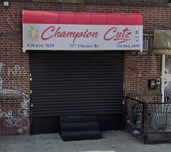 Champion Cutz barbershop, where one man was killed and another injured in Saturday morning's shooting.
