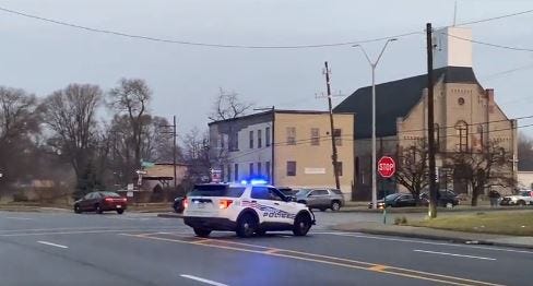 Detroit police SUV blocking off Martin Luther King Boulevard during a police situation in southwest Detroit