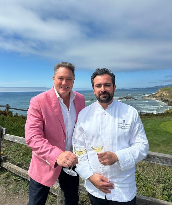 Liam Mayclem with Chef Francisco Simon.