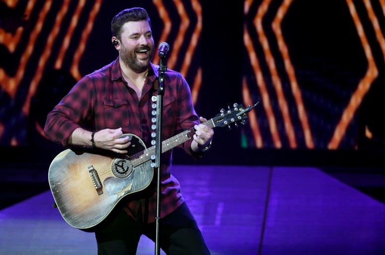 Singer/songwriter Chris Young performs during a stop of the Raised on Country World Tour 2019 at MGM Grand Garden Arena.