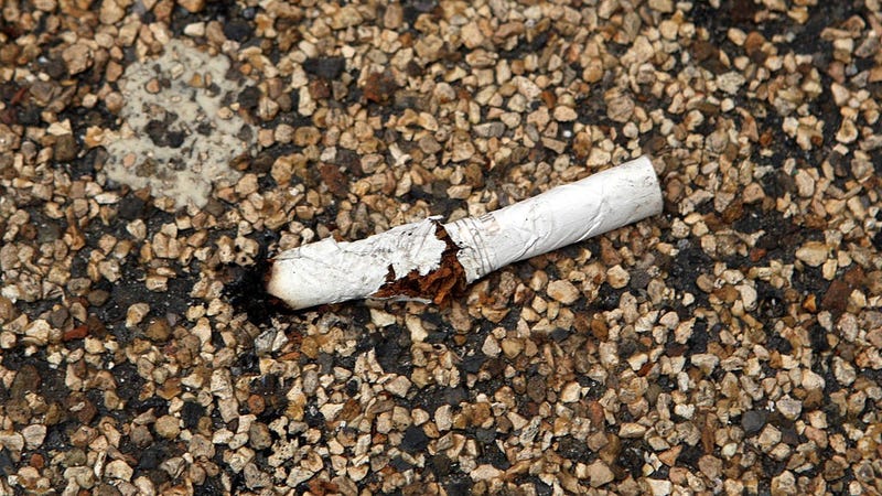 A cigarette butt is seen in Times Square May 23, 2011 in New York City.