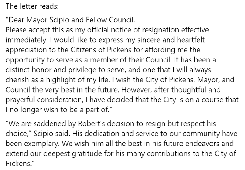 City of Pickens Facebook Page