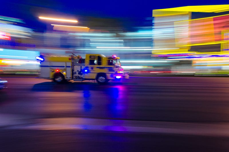 A Clark County Fire and Rescue engine races to the scene