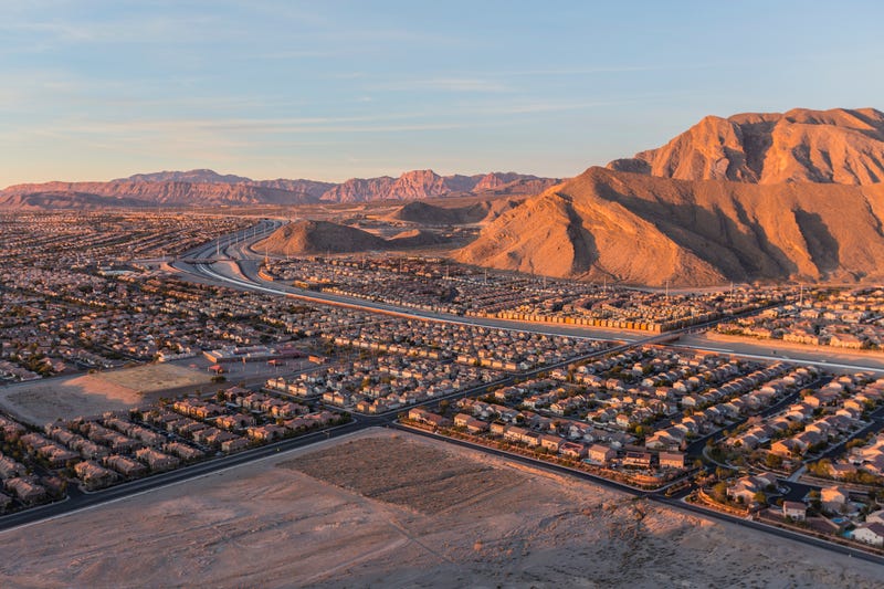 An aerial view of a Las Vegas neighborhood