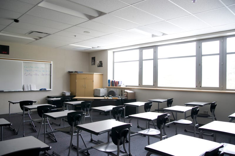 An empty middle school classroom