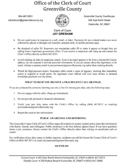 Greenville County Clerk of Court