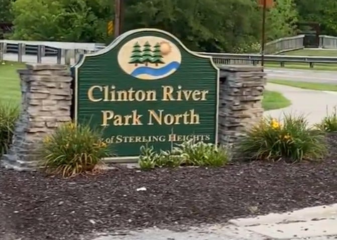 a sign for Clinton River Park North