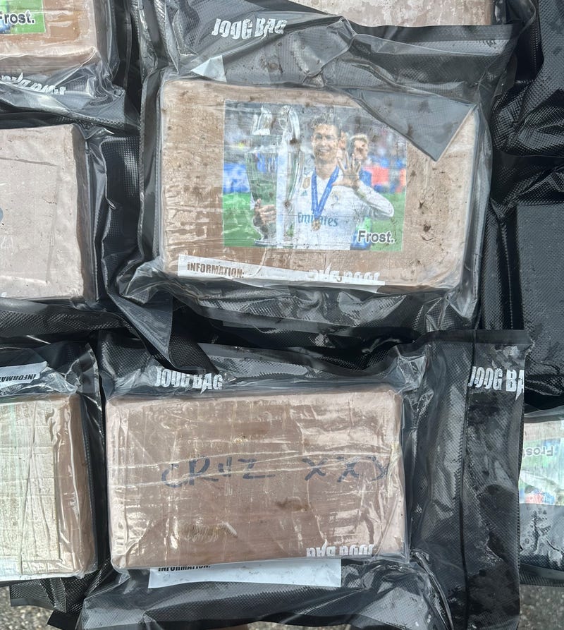 Labeled bags of cocaine recovered from a trailer in the Bronx.