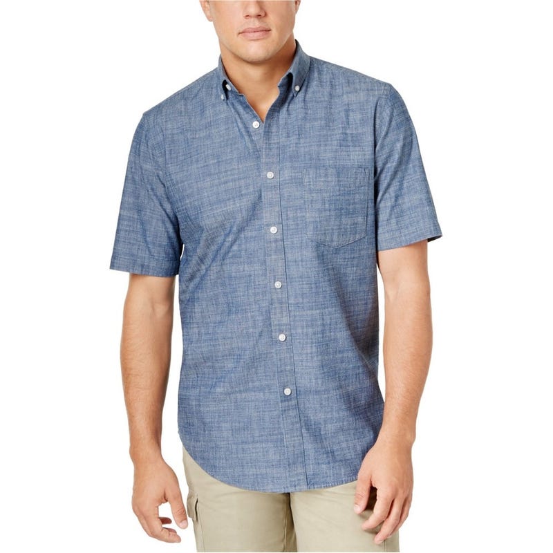 Club Room Mens Chambray Button Up Shirt
