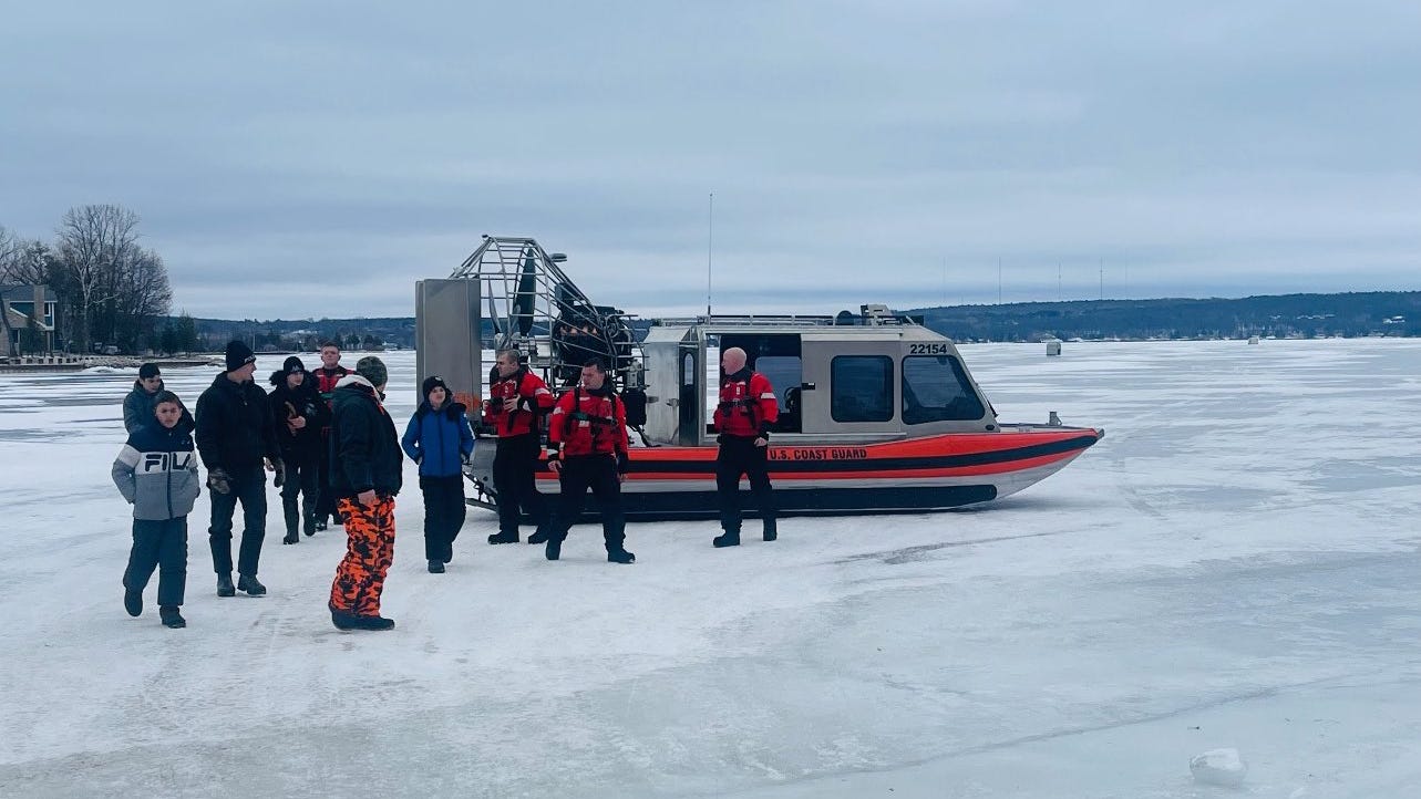 Coast Guard called to make ice rescue Monday night on Saginaw Bay hours after saving 11 stranded on ice floe in Wisconsin