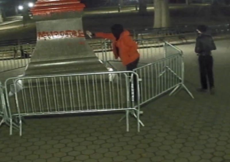 The statue was vandalized on the night of Feb. 26, police said