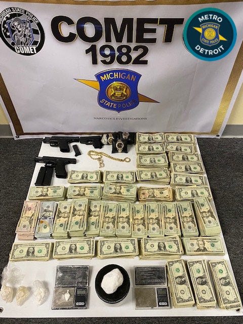 drugs, cash and guns seized by MSP in Macomb County