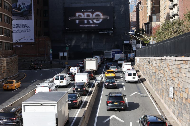 Cars and trucks are seen leaving the Queens Midtown Tunnel on Nov. 14, 2024. 