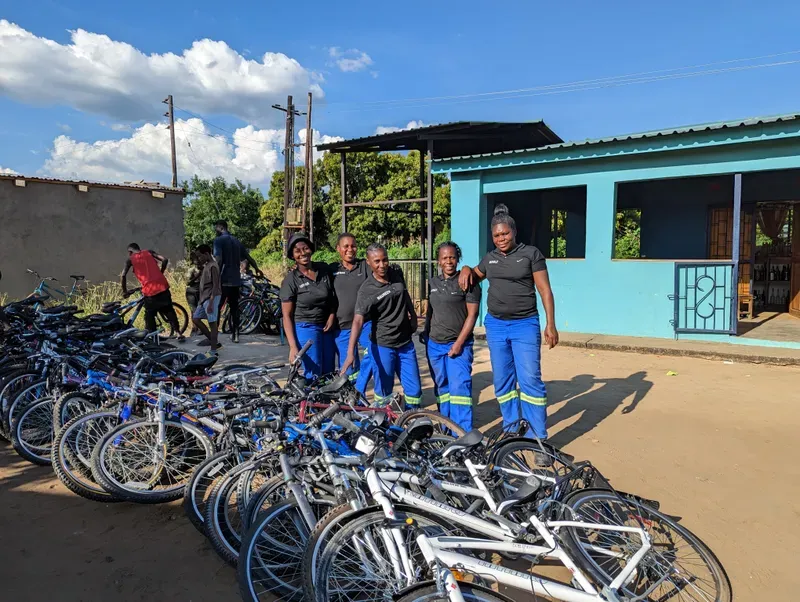 row s of donated bicycles
