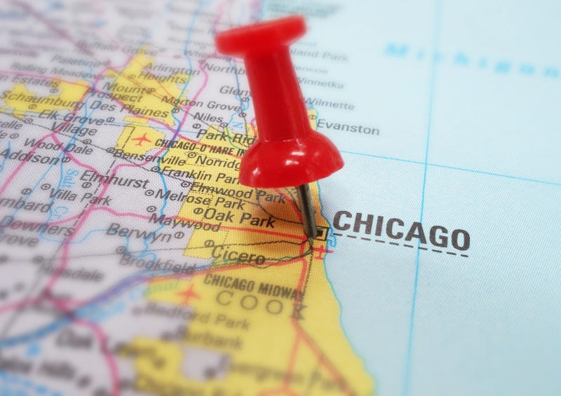 Chicago map with pin in it