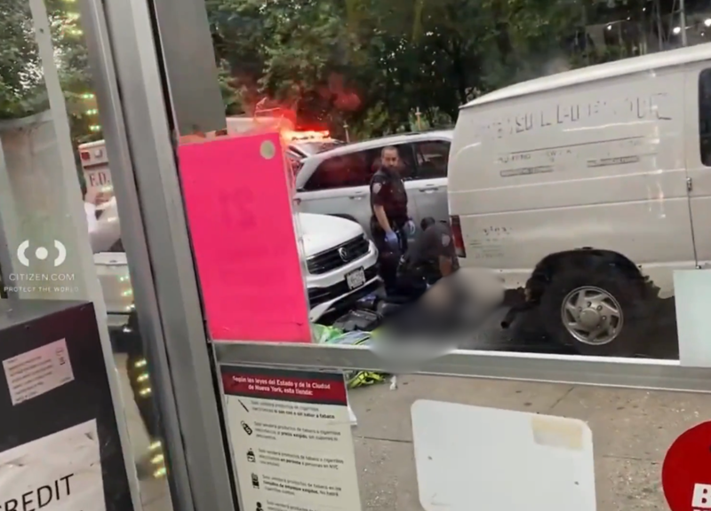First responders were seen performing life-saving measures on the victim at the shooting scene