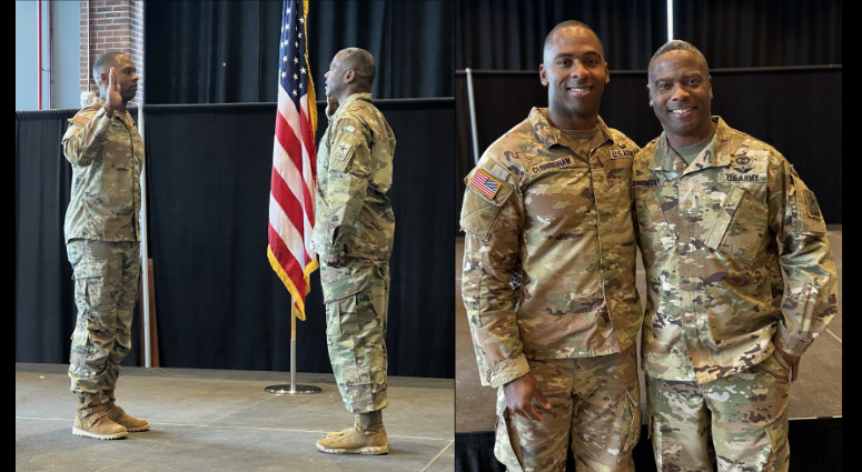 Proud Army dad renders oath for his son